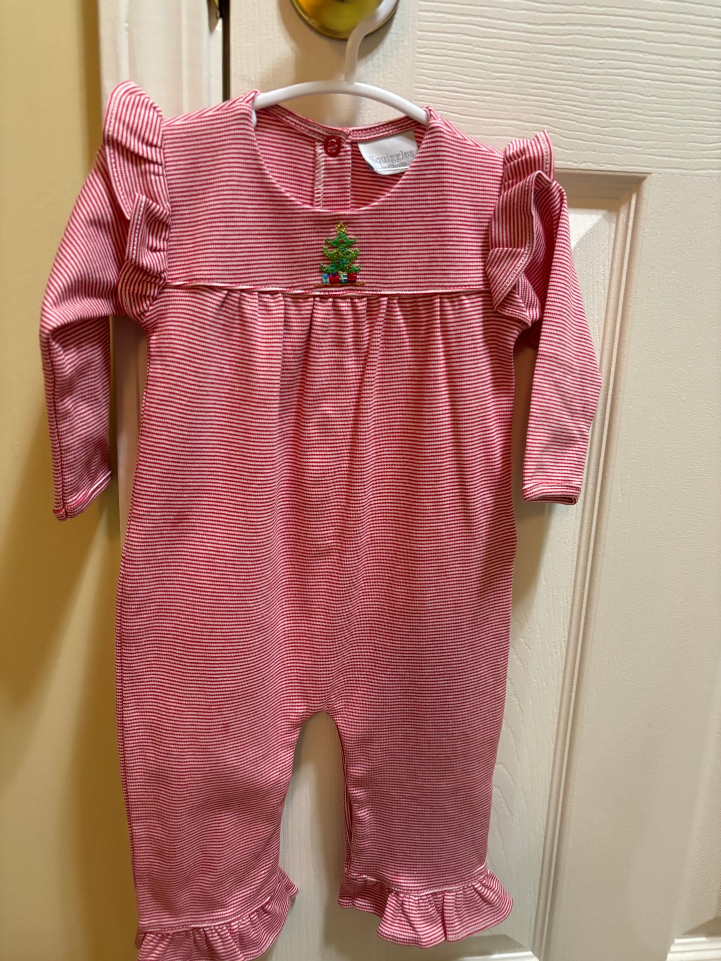 Squiggles Red/White Christmas Tree Romper