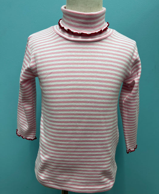 Luigi Ruffle Turtleneck - Pink Stripe