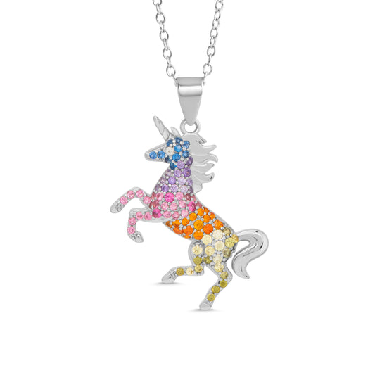 Lily Nily Rainbow CZ Unicorn Necklace