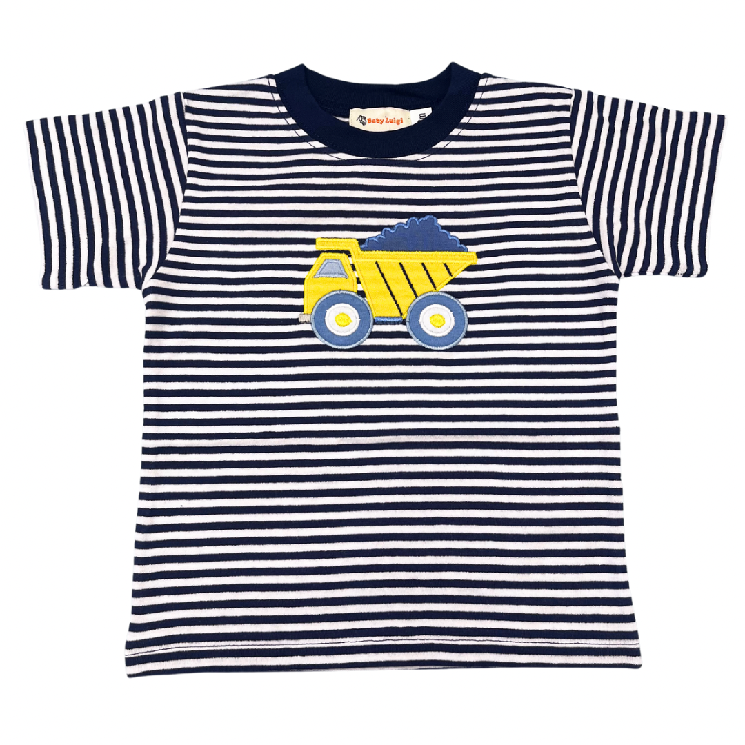 Luigi Dump Truck Dark Royal White Stripe Shirt – Little Pineapple Boutique