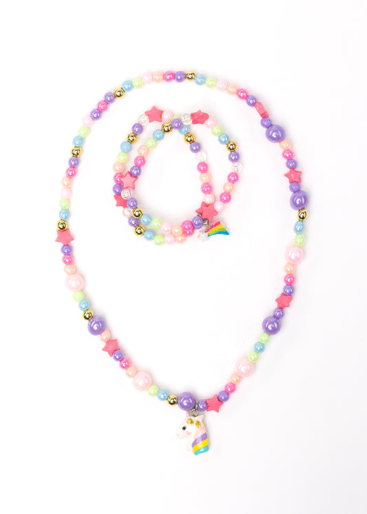 Great Pretenders Cheerful Starry Unicorn Necklace & Bracelet Set