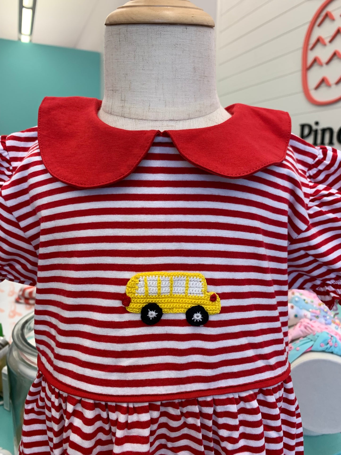 Luigi School Bus Red/White Dress