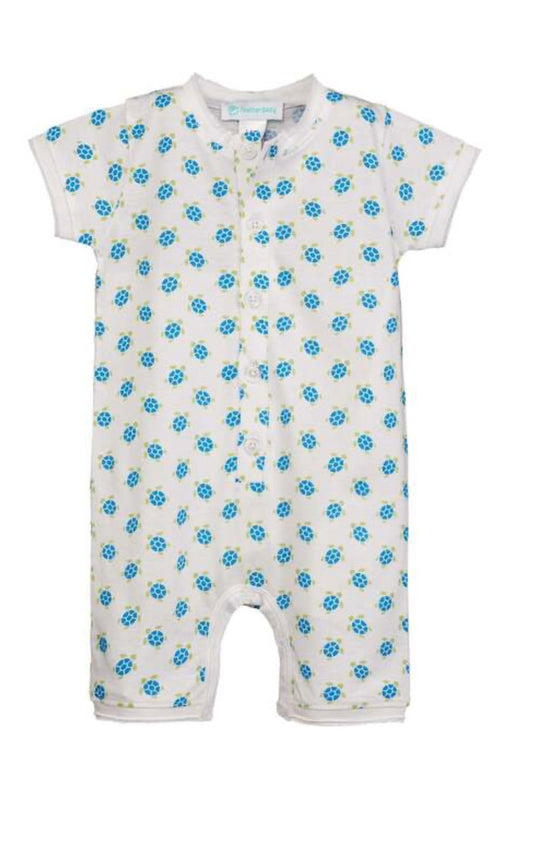Feather Baby Boy Turtle Romper