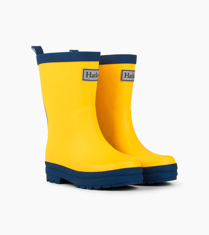 Hatley Yellow & Navy Matte Rain Boots w/Matching Socks