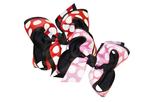 Beyond Creations’ Layered Mouse Themed Jumbo Dot Bow - Red