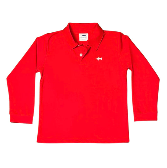 Saltwater Boys LS Pima Polo - Red