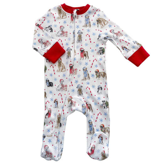 Blossom Here Comes Santa Paws 1pc Footed Romper