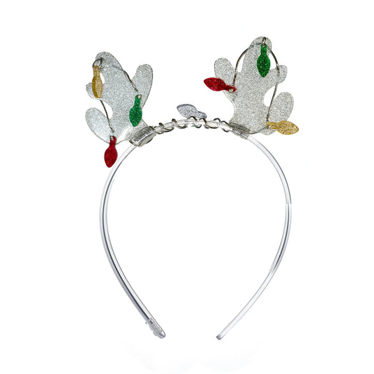 Lilies & Roses Reindeer Antlers Glitter Silver Headband