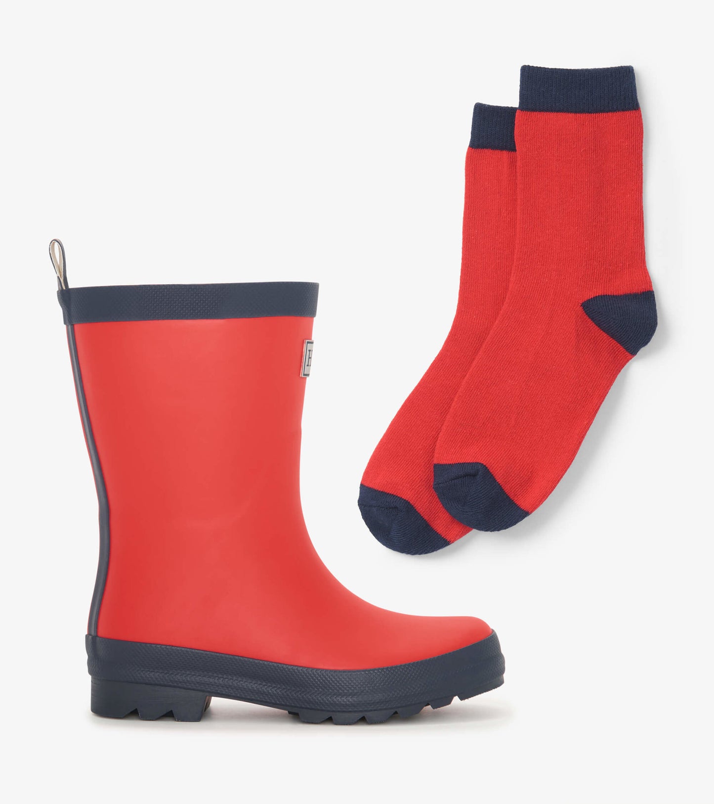 Hatley Navy & Red Matte Rain Boots w/Matching Socks