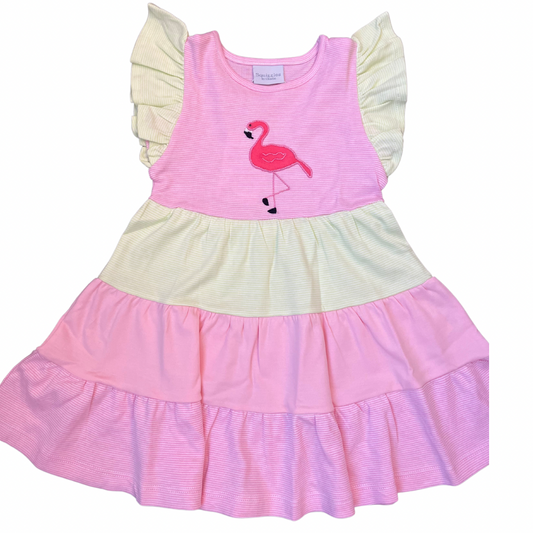 Squiggles by Charlie Flamingo Tiered Dress