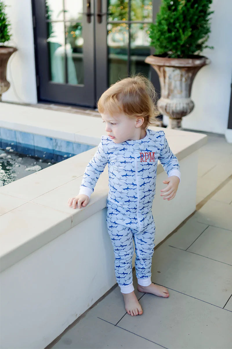Lila & Hayes Parker Swimming Sharks Zipper Pajama