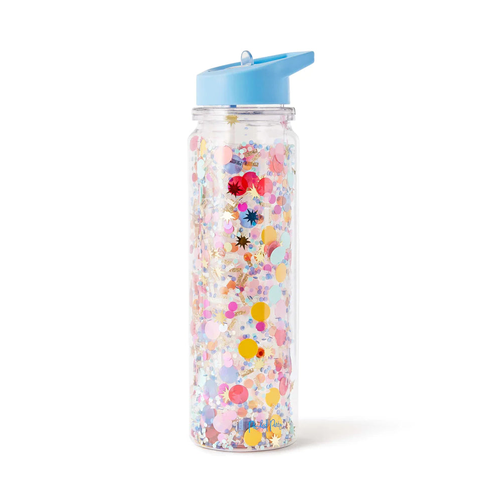 Packed Party Celebrate Confetti Water Bottle with Straw