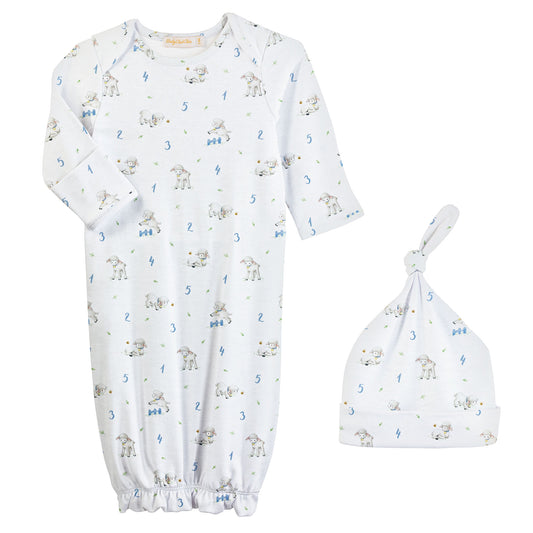 Baby Club Chic Counting Baby Sheep Gown & Hat Set