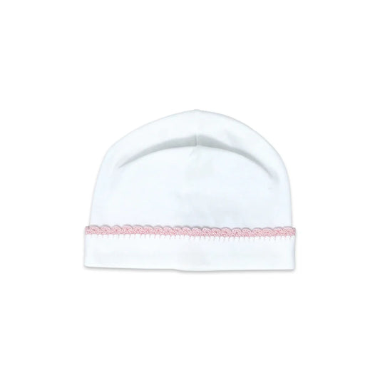 Lullaby Set Classic White Baby Hat - Pink Trim