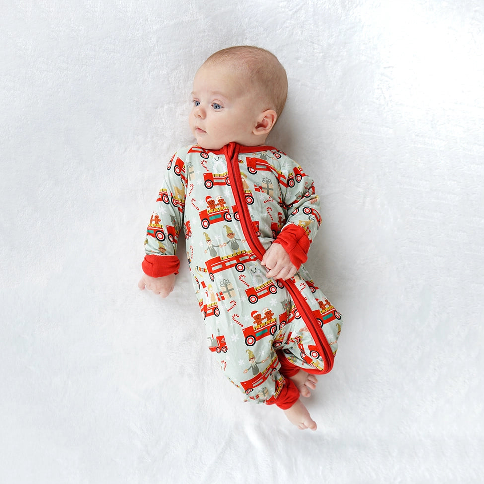 Emerson - Christmas Train Bamboo Convertible Baby Pajama