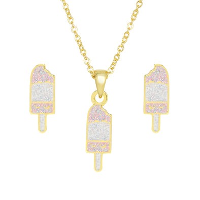 Lily Nily Glitter Ice Cream Necklace and Earrings Set