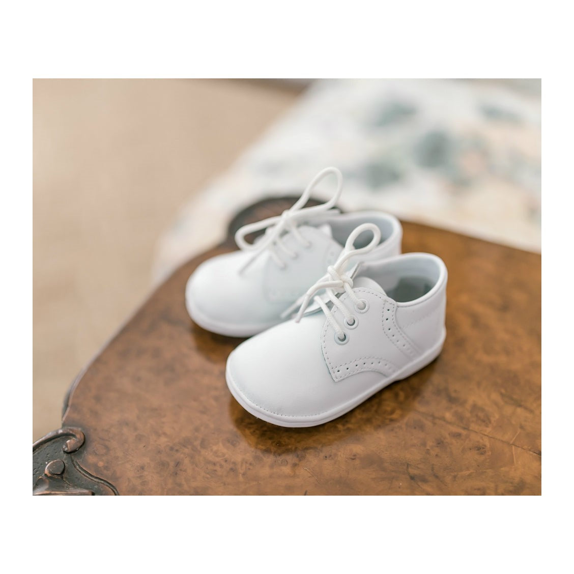 Angel James Boy's White Leather Lace Up Shoe (Baby)