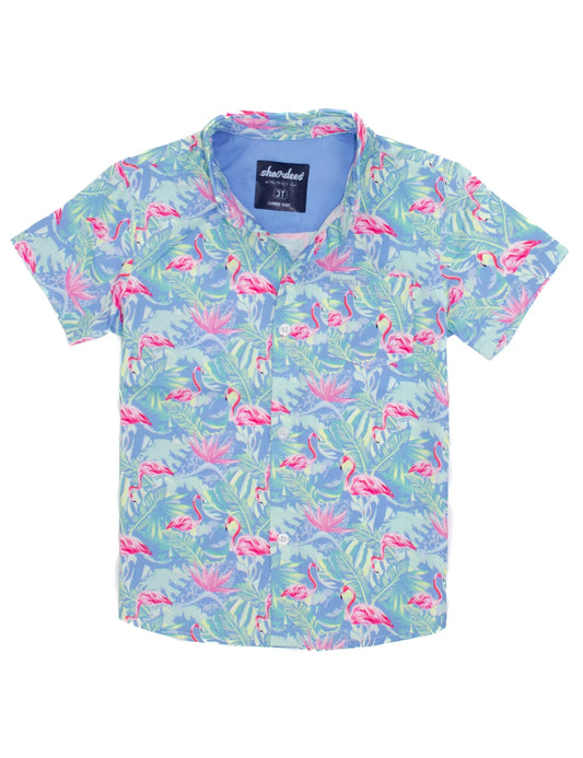 Properly Tied Boys Shordee Summer Shirt Floral Flamingo