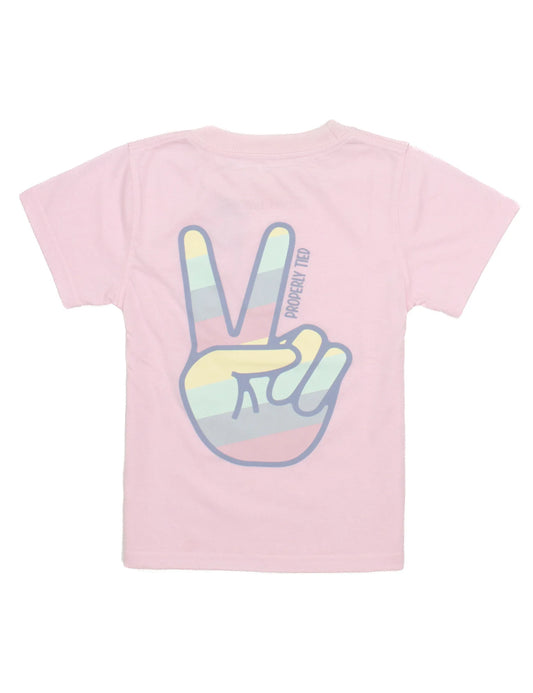Properly Tied Girls Tee - Peace Sign in Blush