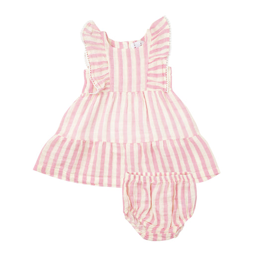Angel Dear Pink Stripe Dress w/Diaper Cover