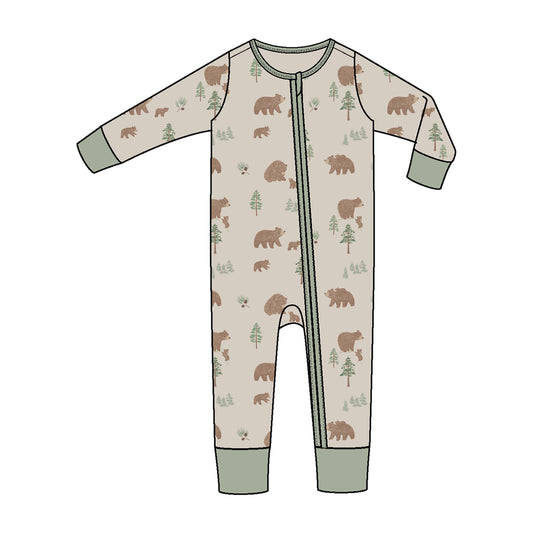 Angel Dear Sweet Brown Bears Zipper Romper