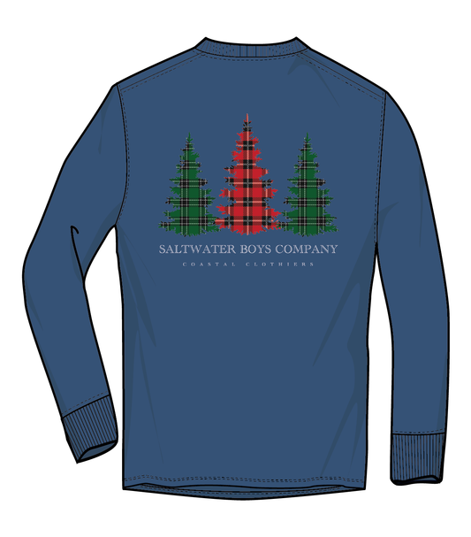 Saltwater Boys LS Graphic Tee - Plaid Trees