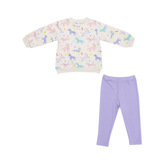 Angel Dear French Terry Fun Unicorns - Oversized Sweatshirt & Rib Legging