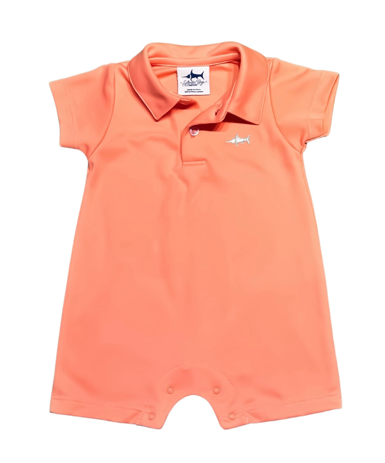 Saltwater Boys Signature Polo Short Romper - Coral