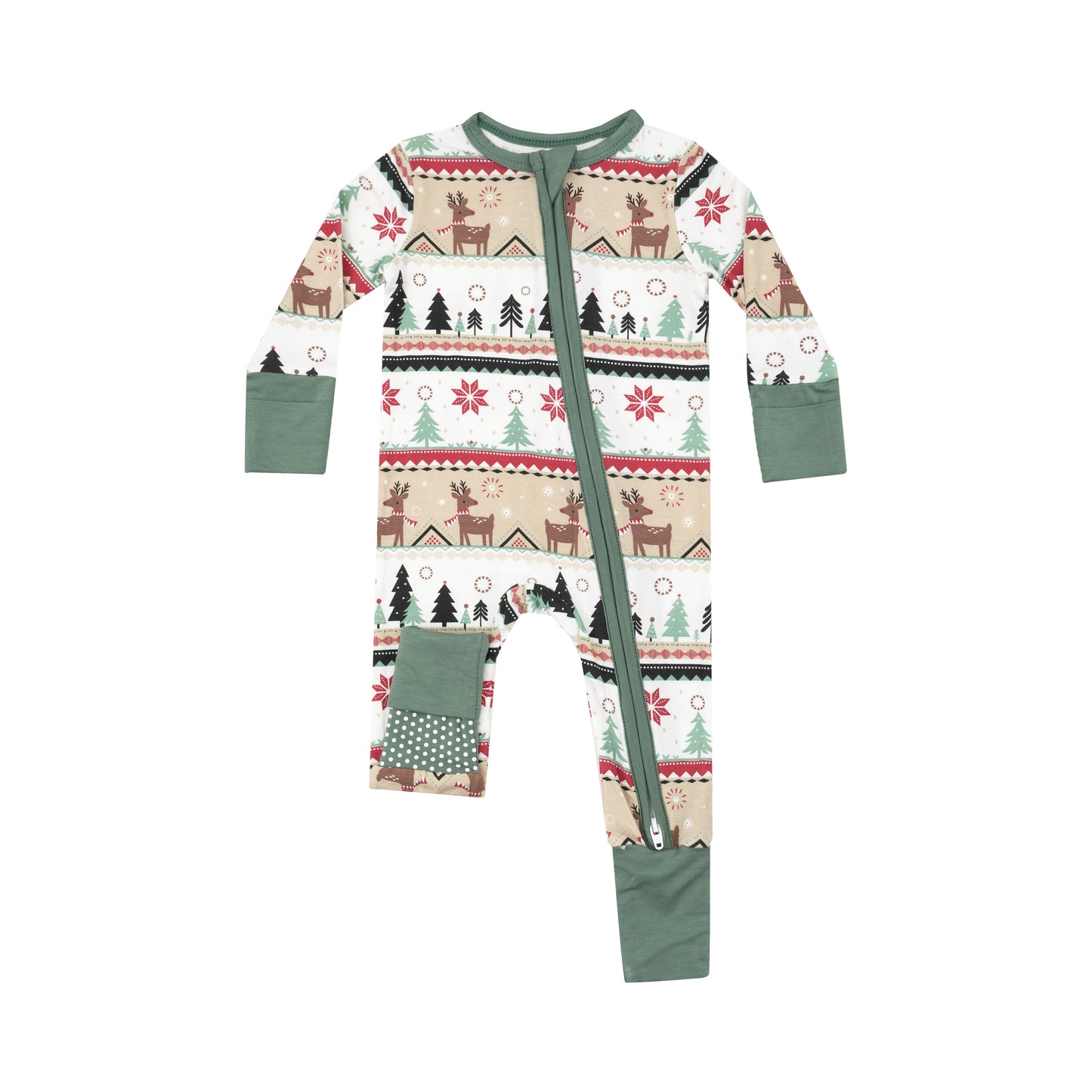 Angel Dear Reindeer Fair Isle Zipper Romper