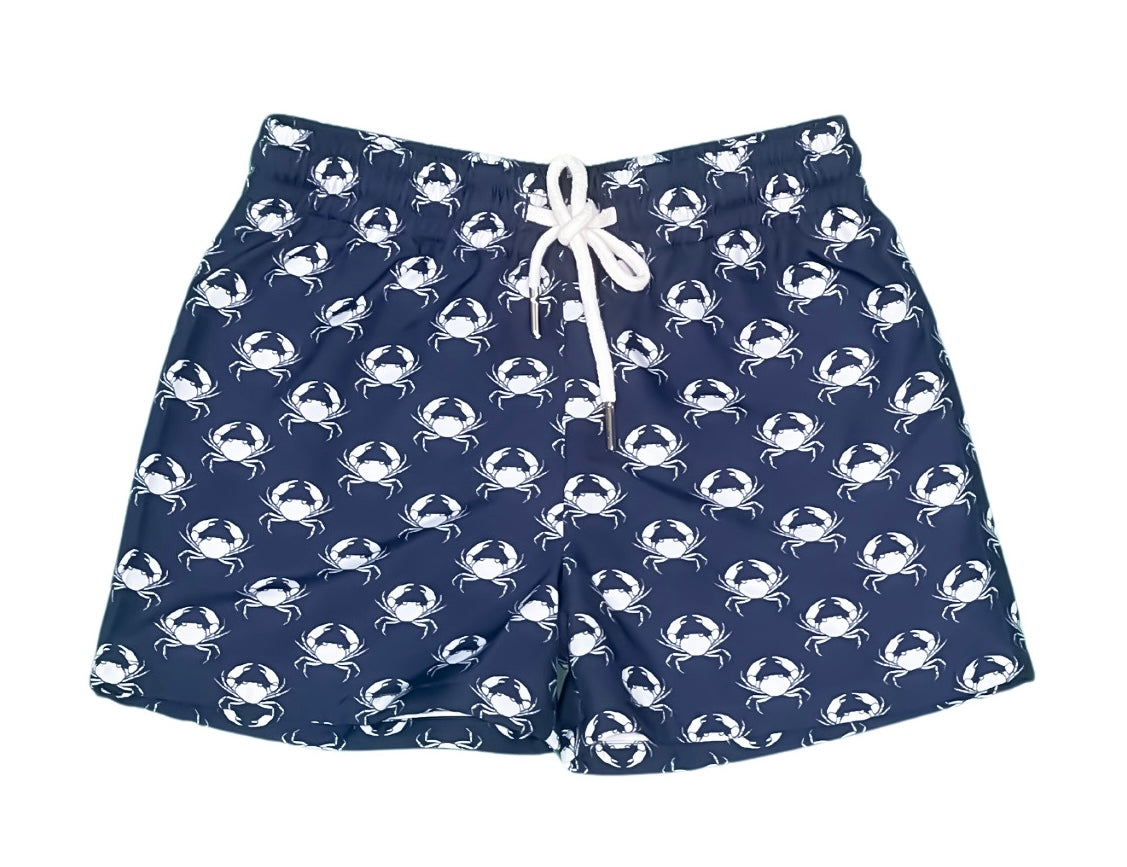 Saltwater Boys Saint Simons Shorties - Navy/White Crabs