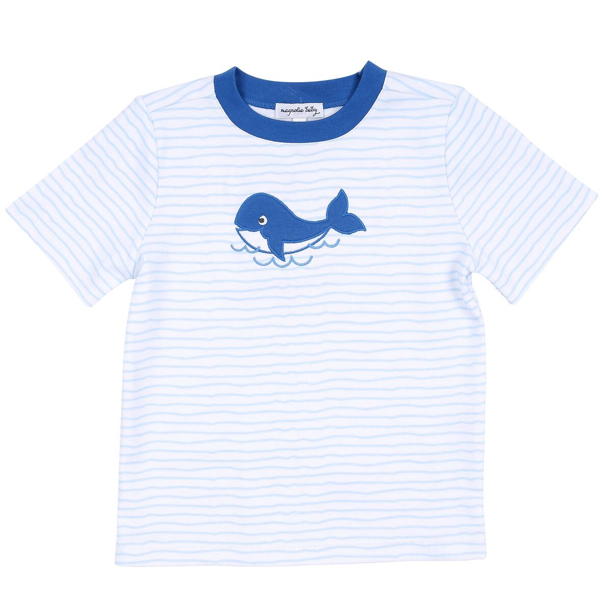 Magnolia Baby Blue Whale Applique SS Shirt