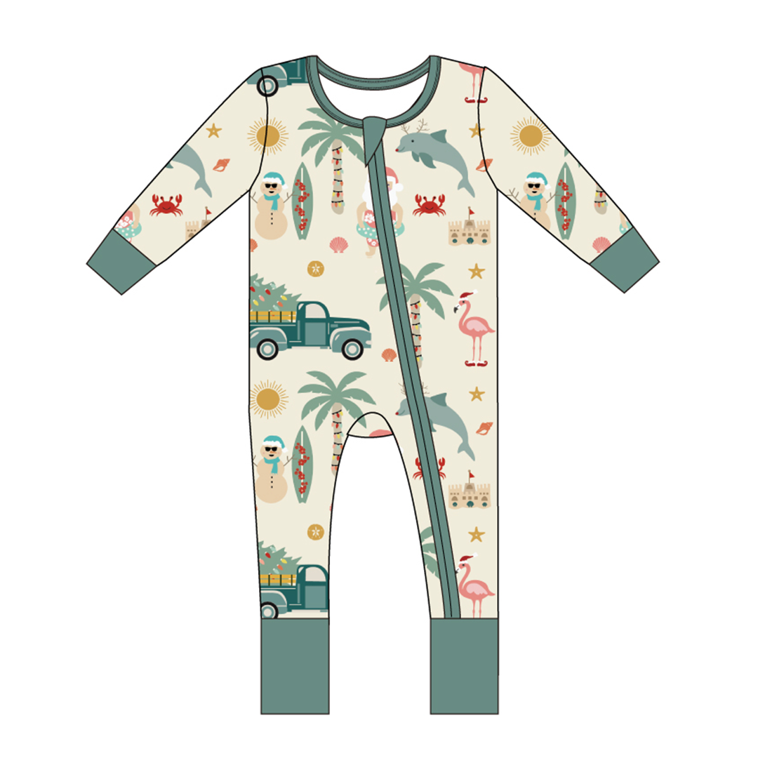 Emerson - Coastal Christmas Bamboo Convertible Baby Pajamas