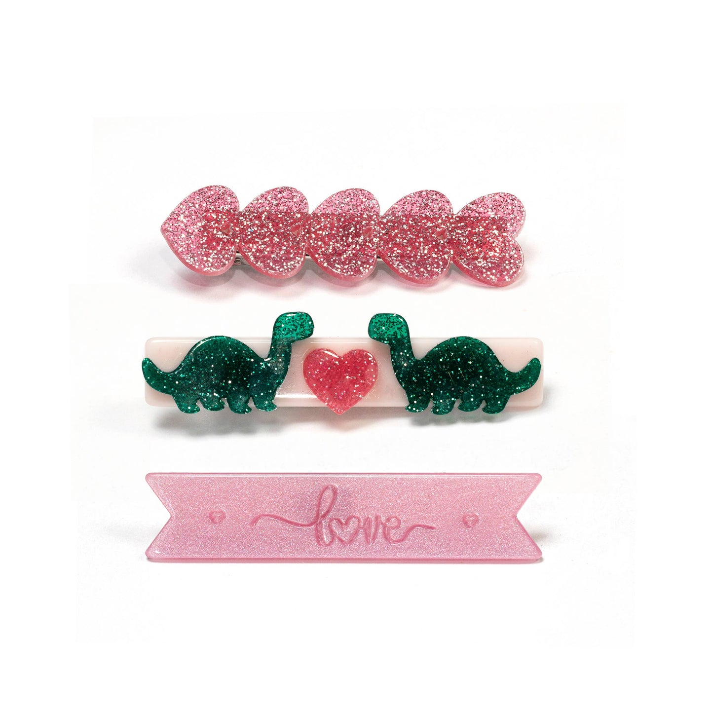 Lilies & Roses Three Combo Love Dinosaur Alligator Clips