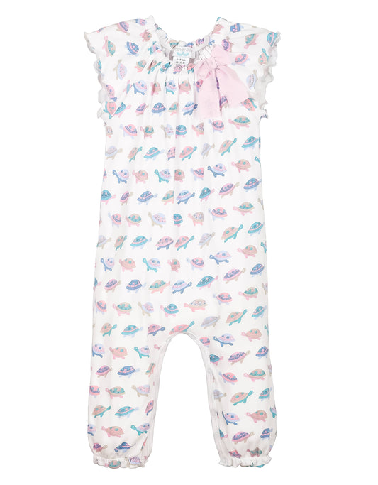 Feather Baby Bow Romper - Turtles