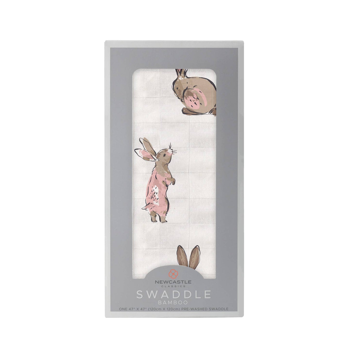 Powder Pink Bunnies Swaddle Blanket