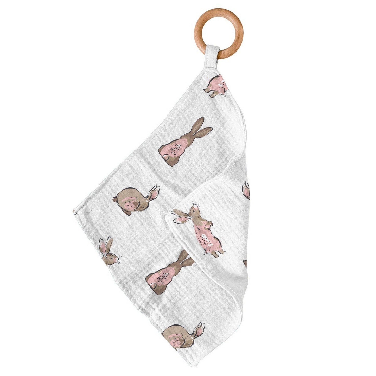 Powder Pink Bunnies Bamboo Teether