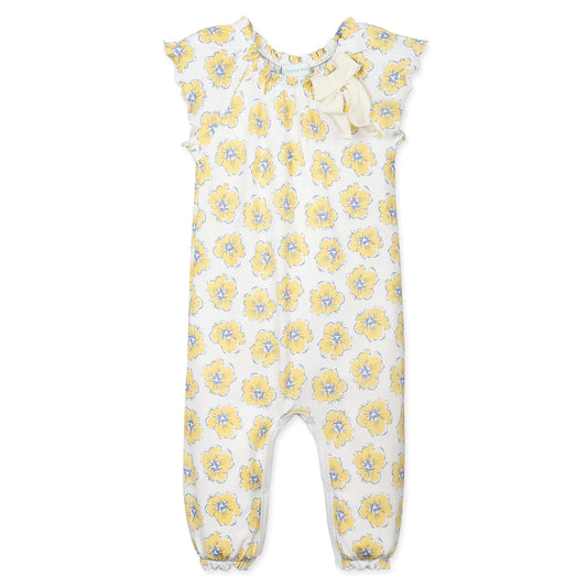 Feather Baby Bow Romper - Sabine on White