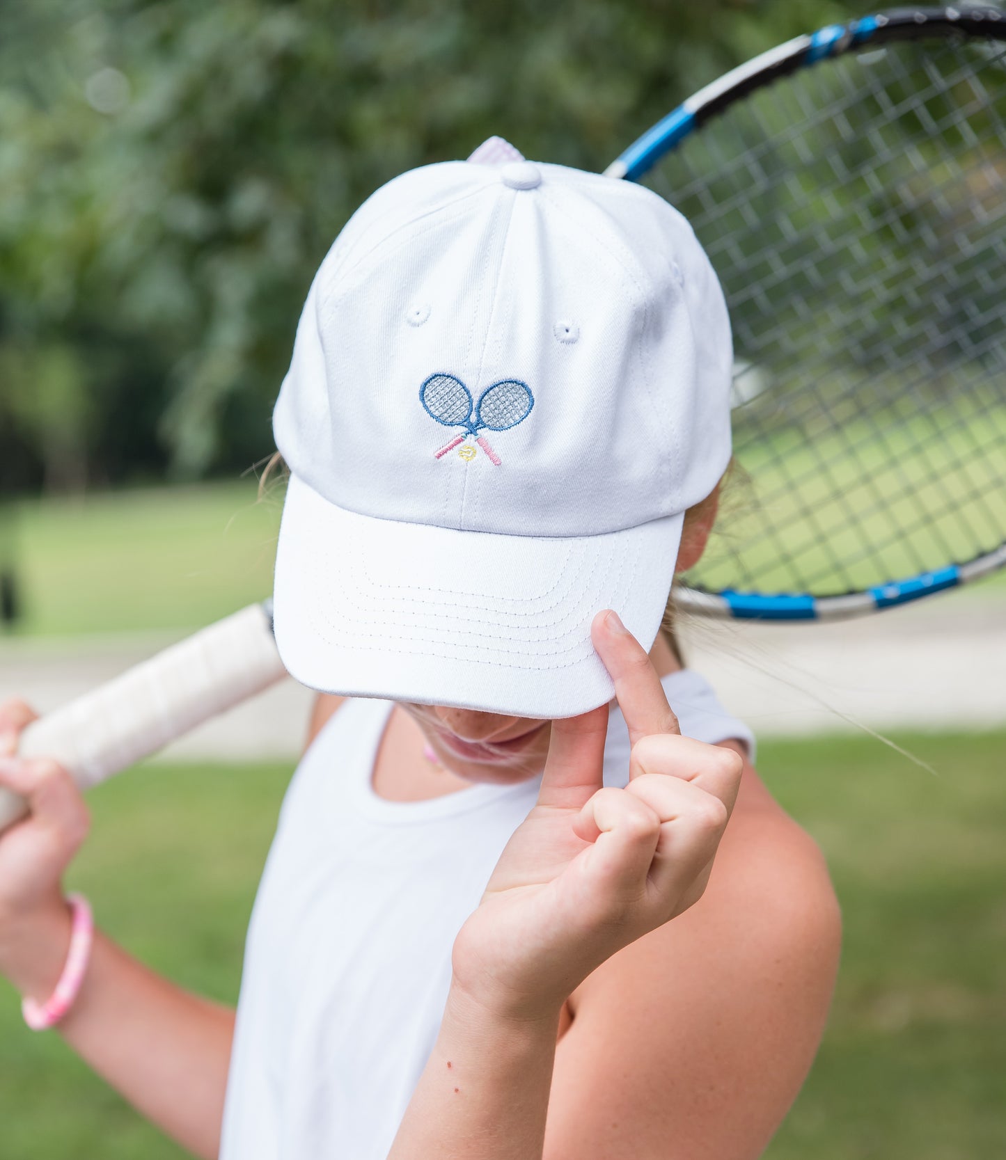 Bits & Bows White Tennis Bow Baseball Hat