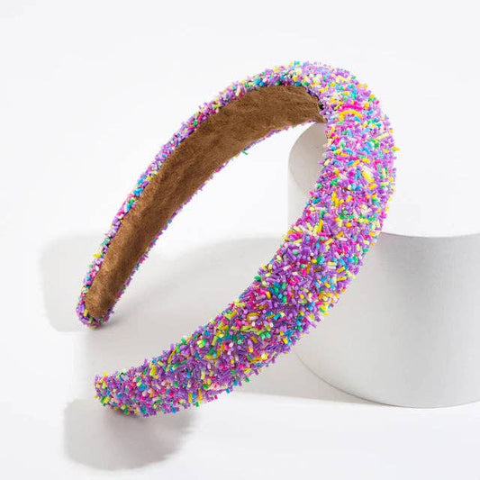 Beaded Headband - Lavender Sprinkles