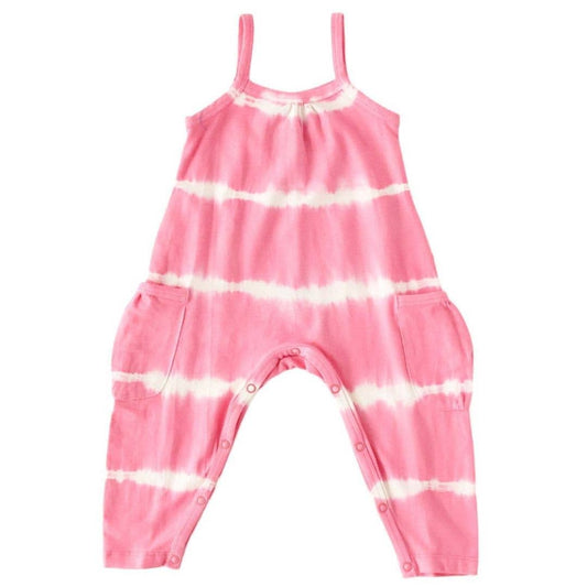 Girls Gathered Front Tank Romper - Wild Orchid