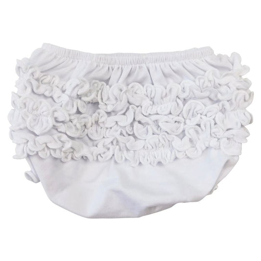 AnnLoren Girls White Knit Ruffled Butt Bloomer Diaper Cover
