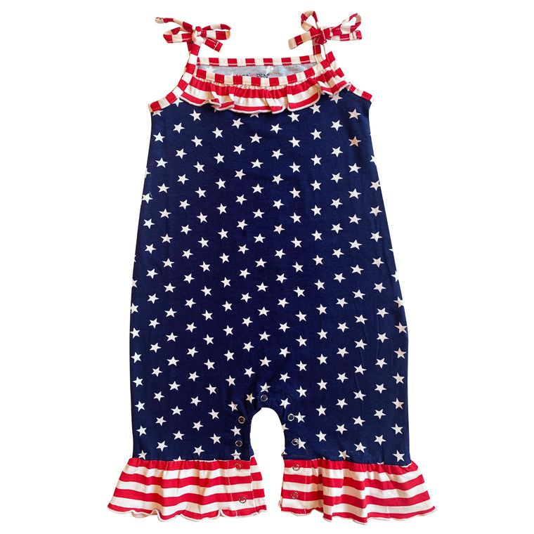 AnnLoren Star & Stripes July 4th Patriotic Girls' Romper