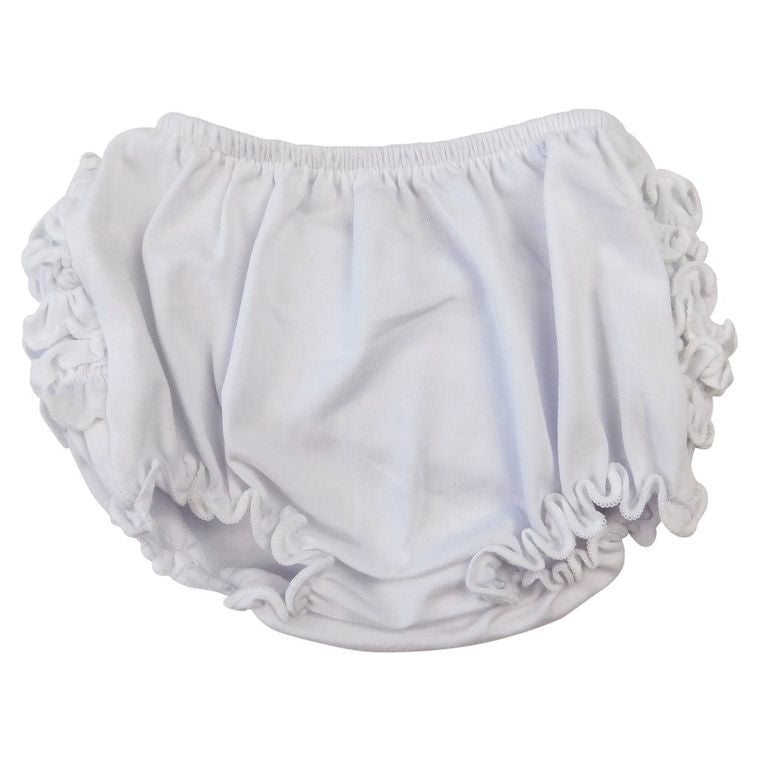 AnnLoren Girls White Knit Ruffled Butt Bloomer Diaper Cover