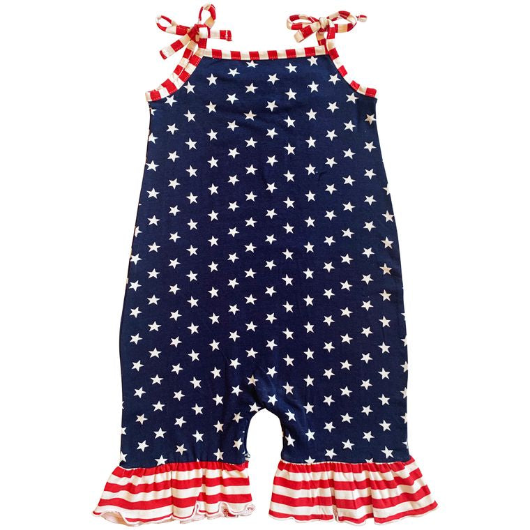 AnnLoren Star & Stripes July 4th Patriotic Girls' Romper