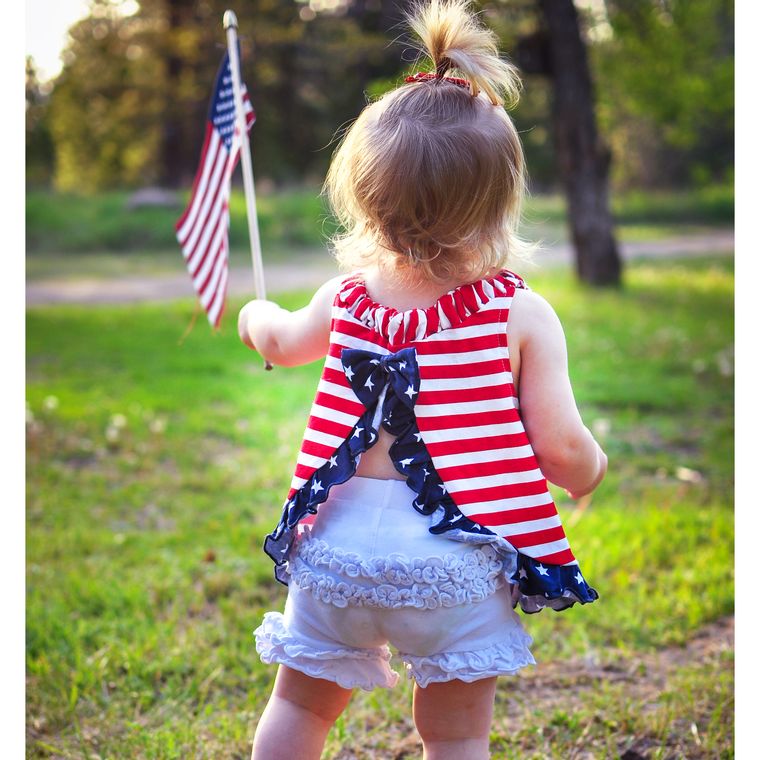 AnnLoren 4th of July Ruffle Swing Tank Top